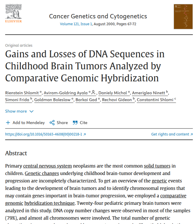 Gains and Losses of DNA Sequences in Childhood Brain Tumors Analyzed by Comparative Genomic Hybridization