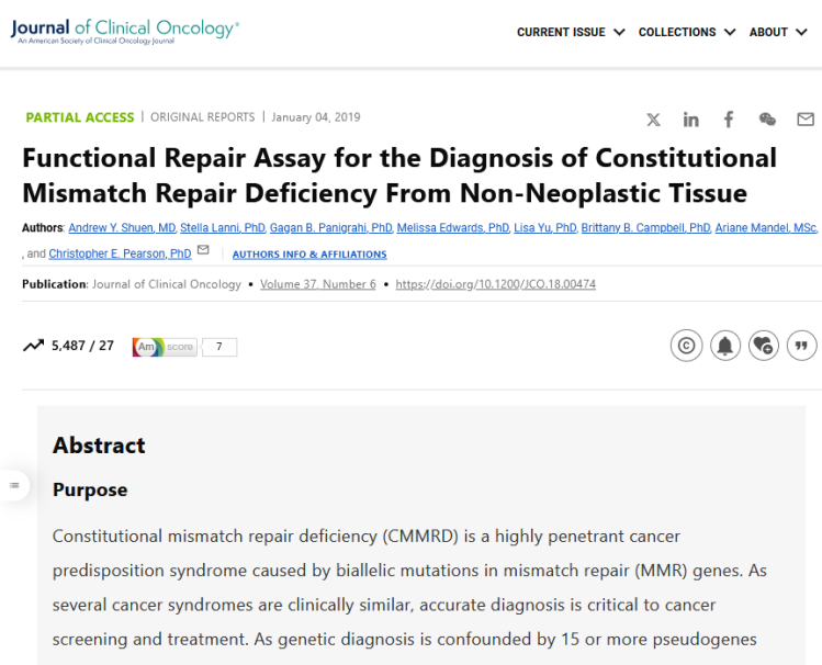 Functional Repair Assay for the Diagnosis of Constitutional Mismatch Repair Deficiency From Non-Neoplastic Tissue