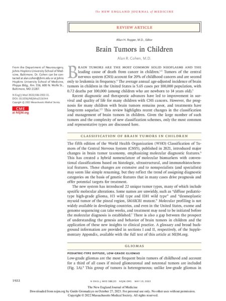 Brain Tumors in Children