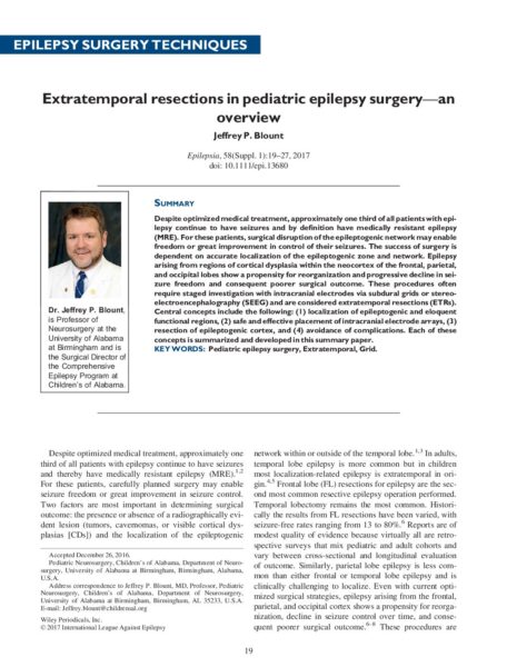 Extratemporal resections in pediatric epilepsy surgery—an overview