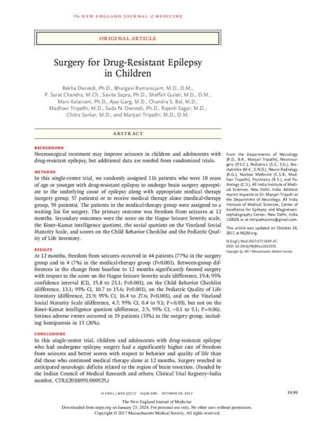 Surgery for Drug-Resistant Epilepsy in Children