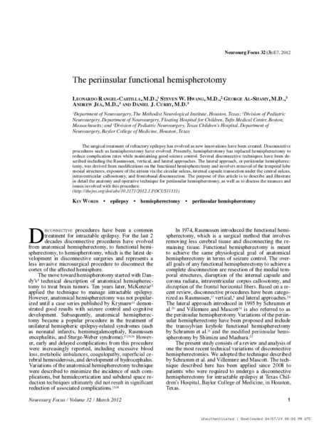 The periinsular functional hemispherotomy