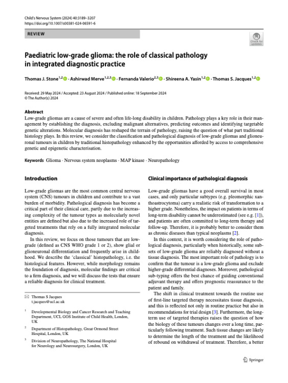 Paediatric Low-Grade Glioma: The Role of Classical Pathology in Integrated Diagnostic Practice