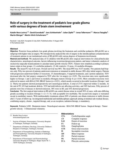 Role of Surgery in the Treatment of Pediatric Low-Grade Glioma with Various Degrees of Brain Stem Involvement