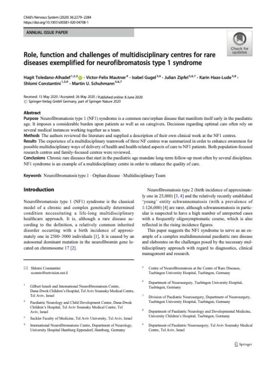Role, Function and Challenges of Multidisciplinary Centers for Rare Diseases Exemplified for Neurofibromatosis Type 1 Syndrome