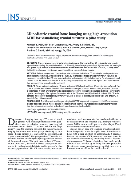 3D pediatric cranial bone imaging using high-resolution MRI for visualizing cranial sutures: a pilot study