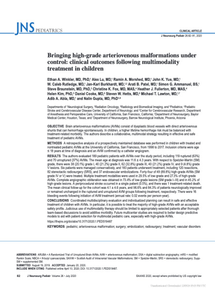 Bringing high-grade arteriovenous malformations under control: clinical outcomes following multimodality treatment in children