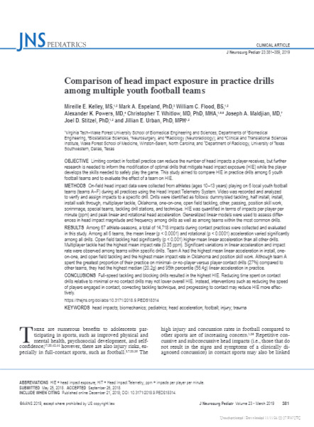 Comparison of head impact exposure in practice drills among multiple youth football teams