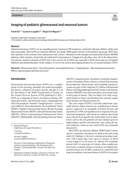 Imaging of Pediatric Glioneuronal and Neuronal Tumors