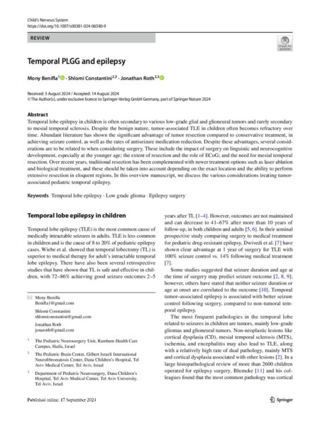 Temporal PLGG and Epilepsy