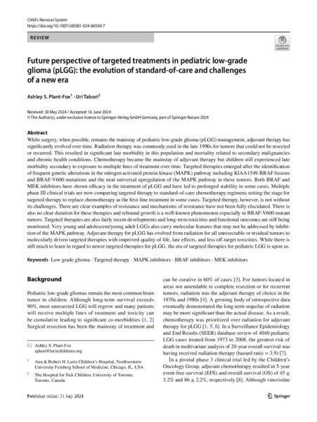 Future Perspective of Targeted Treatments in Pediatric Low-Grade Glioma (pLGG): The Evolution of Standard-of-Care and Challenges of a New Era