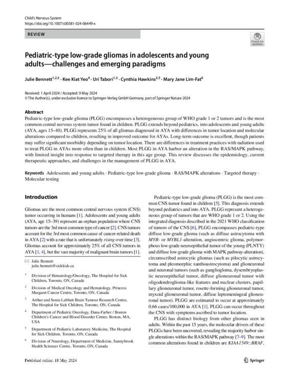 Pediatric-Type Low-Grade Gliomas in Adolescents and Young Adults—Challenges and Emerging Paradigms