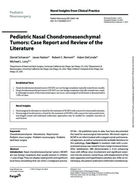 Pediatric Nasal Chondromesenchymal Tumors: Case Report and Review of the Literature