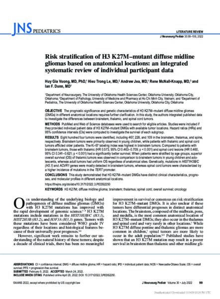 Risk stratification of H3 K27M-mutant diffuse midline gliomas based on anatomical locations: an integrated systematic review of individual participant data