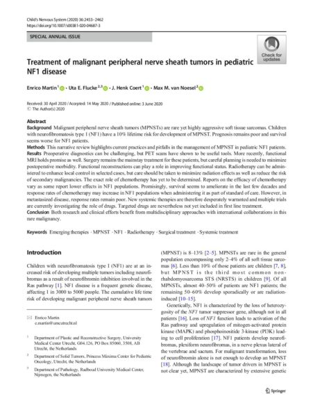 Treatment of Malignant Peripheral Nerve Sheath Tumors in Pediatric NF1 Disease