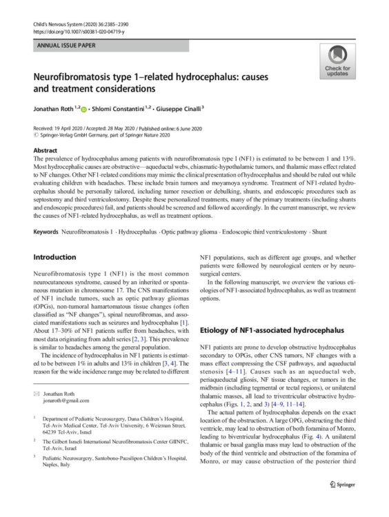 Neurofibromatosis Type 1–Related Hydrocephalus: Causes and Treatment Considerations