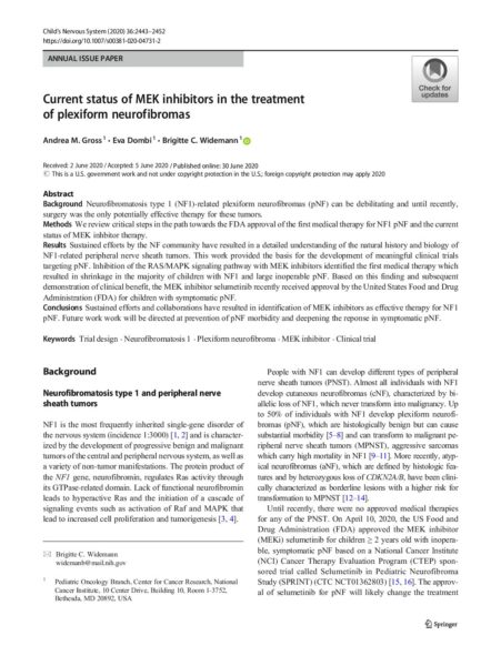 Child’s Nervous System yearbook on Phacomatoses 2020: Current Status of MEK Inhibitors in the Treatment of Plexiform Neurofibromas