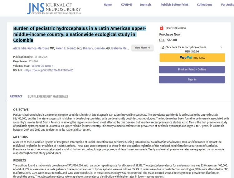 Burden of Pediatric Hydrocephalus in a Latin American Upper-Middle-Income Country: a Nationwide Ecological Study in Colombia