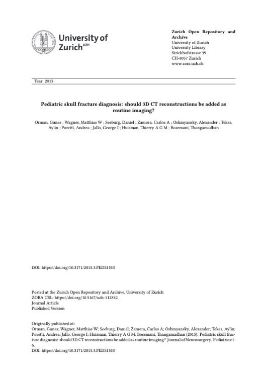 Pediatric skull fracture diagnosis: should 3D CT reconstructions be added as routine imaging?