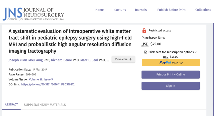 A systematic evaluation of intraoperative white matter tract shift in pediatric epilepsy surgery using high-field MRI and probabilistic high angular resolution diffusion imaging tractography