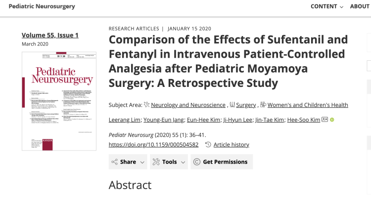 Comparison of the Effects of Sufentanil and Fentanyl in Intravenous Patient-Controlled Analgesia after Pediatric Moyamoya Surgery: A Retrospective Study