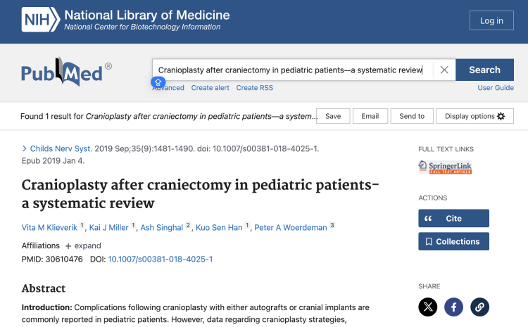 Cranioplasty after craniectomy in pediatric patients-a systematic review