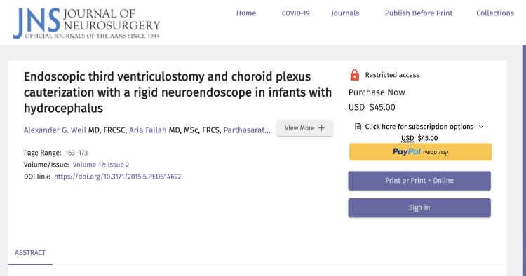 Endoscopic third ventriculostomy and choroid plexus cauterization with a rigid neuroendoscope in infants with hydrocephalus