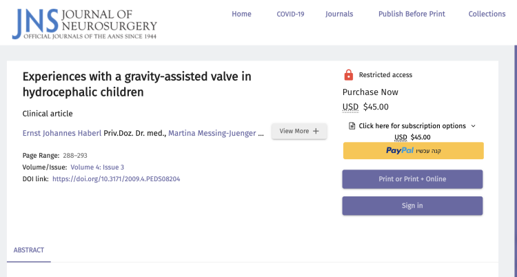 Experiences with a gravity-assisted valve in hydrocephalic children Clinical article