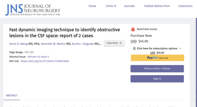 Fast dynamic imaging technique to identify obstructive lesions in the CSF space: report of 2 cases