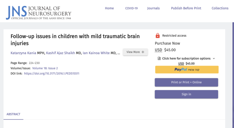 Follow-up issues in children with mild traumatic brain injuries