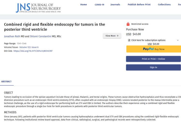 Combined Rigid and Flexible Endoscopy for Tumors in the Posterior Third Ventricle