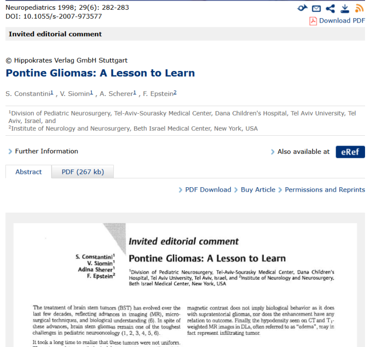 Pontine Gliomas: a Lesson to Learn