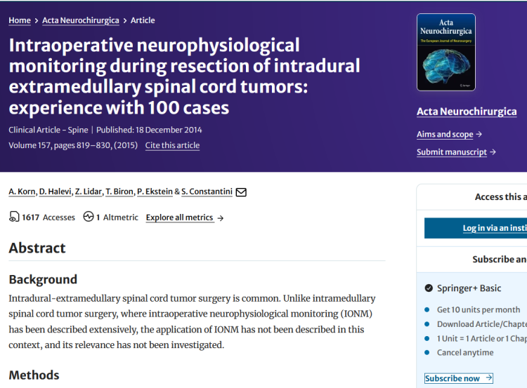 Intraoperative Neurophysiological Monitoring During Resection of ...