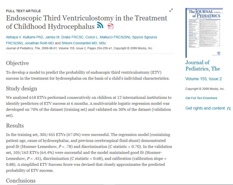 Endoscopic Third Ventriculostomy in the Treatment of Childhood Hydrocephalus
