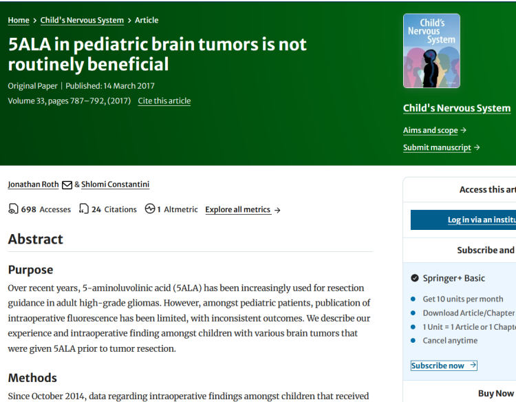 5ALA in Pediatric Brain Tumors is Not Routinely Beneficial