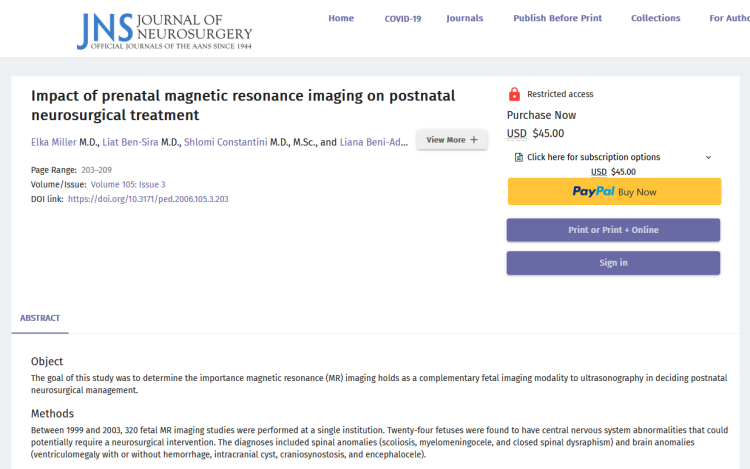 Impact of Prenatal Magnetic Resonance Imaging on Postnatal Neurosurgical Treatment