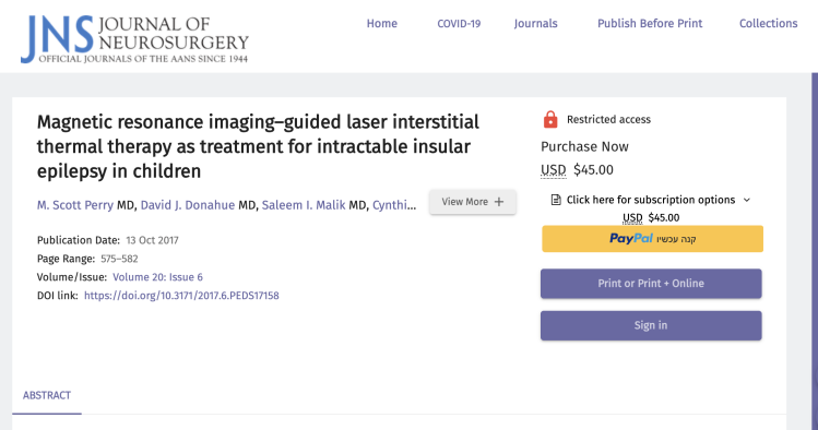 Magnetic resonance imaging-guided laser interstitial thermal therapy as treatment for intractable insular epilepsy in children
