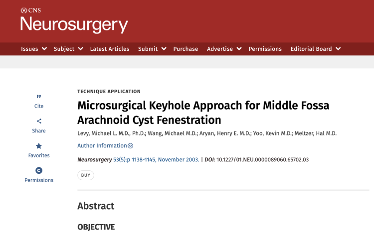 Microsurgical keyhole approach for middle fossa arachnoid cyst fenestration