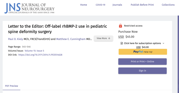 Off-label rhBMP-2 use in pediatric spine deformity surgery