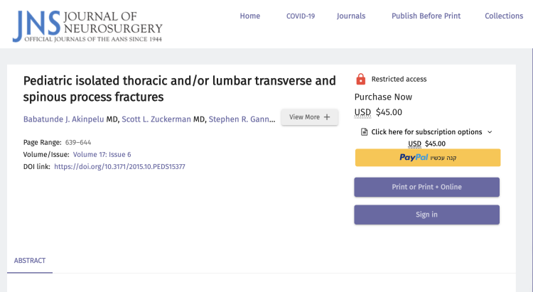 Pediatric isolated thoracic and/or lumbar transverse and spinous process fractures