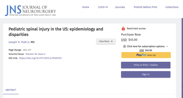 Pediatric spinal injury in the US: epidemiology and disparities
