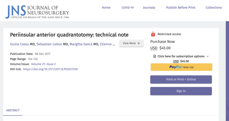 Periinsular anterior quadrantotomy: technical note