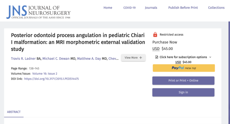 Posterior odontoid process angulation in pediatric Chiari I malformation: an MRI morphometric external validation study