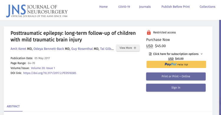 Posttraumatic epilepsy: long-term follow-up of children with mild traumatic brain injury