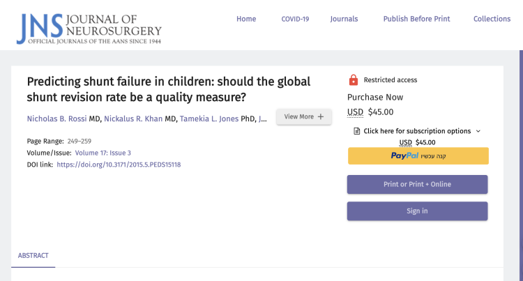 Predicting shunt failure in children: should the global shunt revision rate be a quality measure?