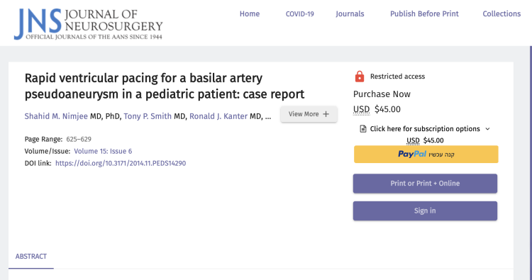 Rapid ventricular pacing for a basilar artery pseudoaneurysm in a pediatric patient: case report