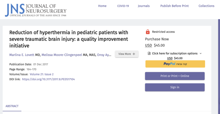 Reduction of hyperthermia in pediatric patients with severe traumatic brain injury: a quality improvement initiative