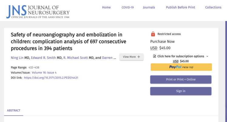 Safety of neuroangiography and embolization in children: complication analysis of 697 consecutive procedures in 394 patients
