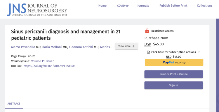 Sinus pericranii: diagnosis and management in 21 pediatric patients