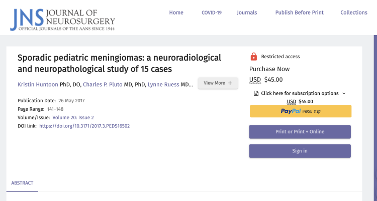 Sporadic pediatric meningiomas: a neuroradiological and neuropathological study of 15 cases